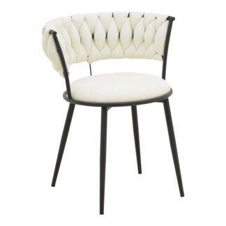 Πολυθρόνα Alkia I pakoworld ύφασμα σε εκρού απόχρωση- πόδι μαύρο μέταλλο 57x58.5x72εκ