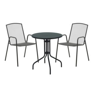 Τραπεζαρία Vergo-Pomedon pakoworld σετ 3τεμ μέταλλο σε μαύρη απόχρωση