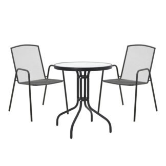 Τραπεζαρία Watson-Pomedon pakoworld σετ 3τεμ μέταλλο σε μαύρη απόχρωση