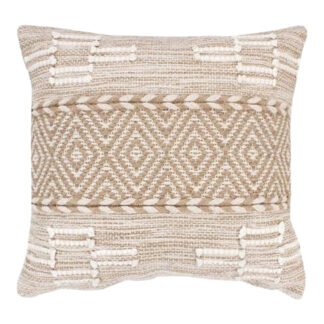 Μαξιλάρι Mitto Inart γιούτα-βαμβάκι σε μπεζ-λευκό απόχρωση 45x45x2εκ