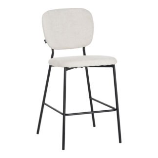 Σκαμπό μπαρ Cathair pakoworld μπουκλέ ύφασμα σε μπεζ απόχρωση με μαύρα μεταλλικά πόδια 48x54x100εκ