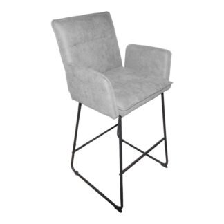 Σκαμπό μπαρ Essential pakoworld ύφασμα γκρι-πόδι μαύρο μεταλλικό 57x64.5x107εκ