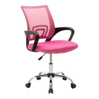 Καρέκλα γραφείου Berto II pakoworld με ανάκλιση ύφασμα mesh σε ροζ απόχρωση 60x48x85-95εκ