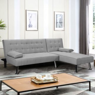 Γωνιακός καναπές-κρεβάτι αναστρέψιμος Brisk pakoworld γκρι ύφασμα 200x146x75εκ