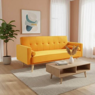 Καναπές-κρεβάτι Success pakoworld 3θέσιος κίτρινο βελούδο 190x80x84εκ