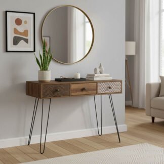 Κονσόλα Boho pakoworld καρυδί με μεταλλικά πόδια 100x50,5x74,5εκ