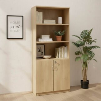 Βιβλιοθήκη γραφείου επαγγελματική Amazon pakoworld χρώμα sonoma 80x40x200εκ