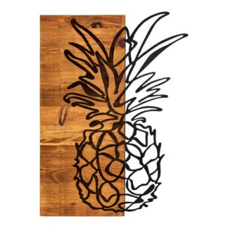 Διακοσμητικό τοίχου Pinable pakoworld ξύλο πεύκου σε φυσική απόχρωση με μαύρο μέταλλο 42x3x58εκ