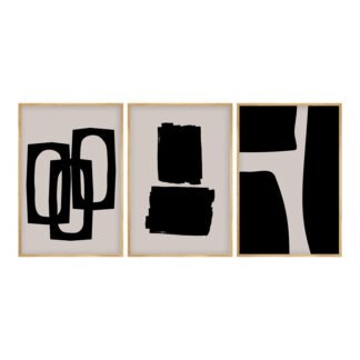 Πίνακας σε καμβά Blacky pakoworld τρίπτυχος με ψηφιακή εκτύπωση 50x2x35εκ