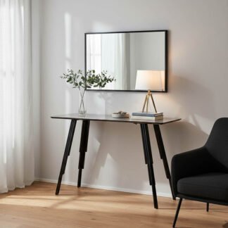 Κονσόλα Lifo pakoworld MDF ανθρακί cement-μαύρο 120x40x75εκ