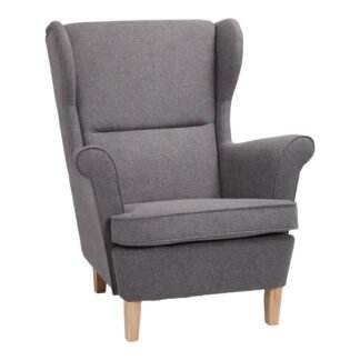 Πολυθρόνα - μπερζέρα Malei pakoworld ύφασμα σε γκρι απόχρωση-ξύλινα πόδια 85x93x100εκ