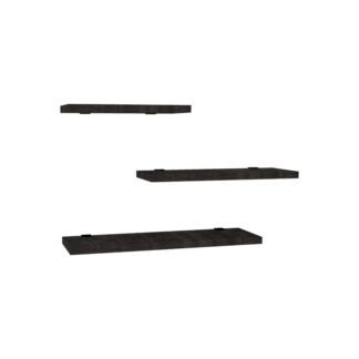 Ραφιέρα τοίχου Leila pakoworld σετ 3τεμ μελαμίνη σε ανθρακί απόχρωση