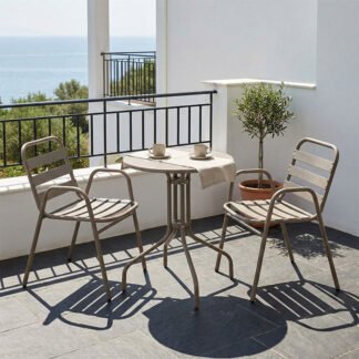 Tραπεζαρία Sussie-Vergo pakoworld σετ 3τεμ σαμπανιζέ μέταλλο-αλουμίνιο Φ60x70εκ