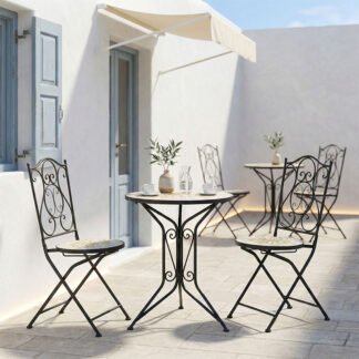 Τραπεζαρία Sellis pakoworld σετ 3τεμ μωσαικό-μέταλλο μαύρο