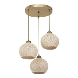 Φωτιστικό οροφής τρίφωτο PWL-1121 pakoworld Ε27 κρεμ-χρυσό Φ40x75εκ