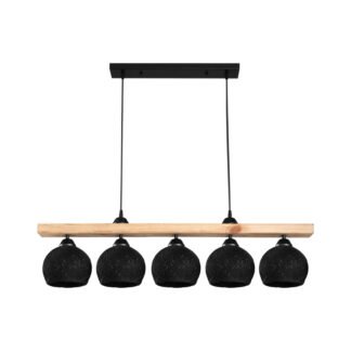 Φωτιστικό οροφής πεντάφωτο Salote pakoworld Ε27 σε καφέ-μαύρη απόχρωση 100x18x24εκ