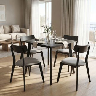 Tραπεζαρία Benson - Toto pakoworld σετ 5τμχ rustic grey - ύφασμα grey 80x80x75εκ