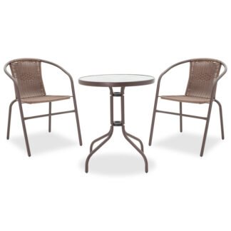 Τραπεζαρία Watson-Obbi σετ 3τεμ pakoworld μέταλλο-pe καφέ