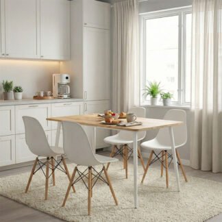 Τραπεζαρία Julita-Cuba pakoworld σετ 5τεμ pp-mdf σε λευκή-sonoma απόχρωση120x80x75εκ