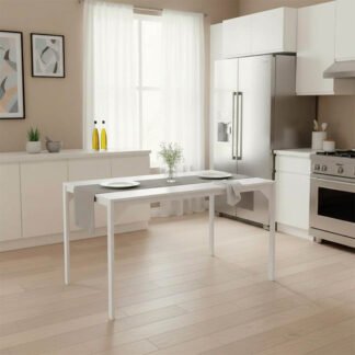 Τραπέζι Chan pakoworld μελαμίνη σε λευκή απόχρωση κα πόδι λευκό μεταλλικό 120x75x75εκ