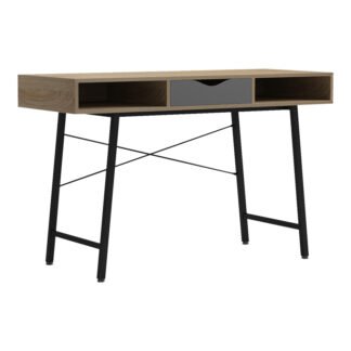 Γραφείο εργασίας Komo pakoworldε sonoma-γκρι - μαύρα μεταλλικά πόδια 120x48x76εκ