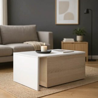 Τραπέζι σαλονιού Extera pakoworld επεκτεινόμενο σε λευκή-sonoma απόχρωση 100-160x50x45εκ