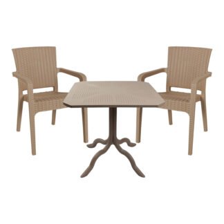 Τραπεζαρία Icoan-Halcyon pakoworld σετ 3τεμ PP σε cappuccino απόχρωση