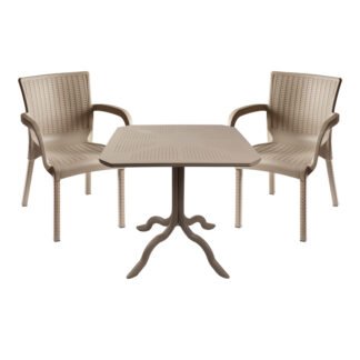 Τραπεζαρία Icon-Festive pakoworld σετ 3τεμ PP σε cappuccino απόχρωση