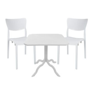 Τραπεζαρία Icon-Ignite pakoworld σετ 3τεμ PP σε λευκή απόχρωση