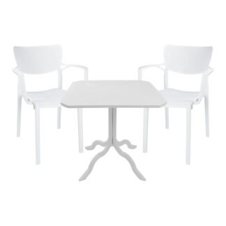 Τραπεζαρία Icon-Fontline pakoworld σετ 3τεμ PP σε λευκή απόχρωση