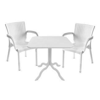 Τραπεζαρία Icon-Festive pakoworld σετ 3τεμ PP σε λευκή απόχρωση