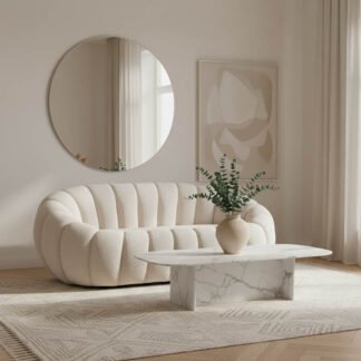 Καναπές 2θέσιος Yannick pakoworld μπουκλέ ύφασμα σε μπεζ απόχρωση 148x92x62εκ