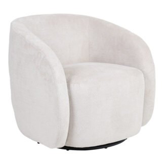 Πολυθρόνα Barrelo pakoworld περιστρεφόμενη με κρεμ ύφασμα 77x72x69εκ