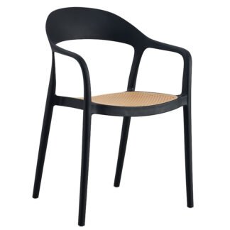 Πολυθρόνα Ember στοιβαζόμενη pakoworld με UV protection PP μπεζ-μαύρο 52.5x56.5x81εκ.