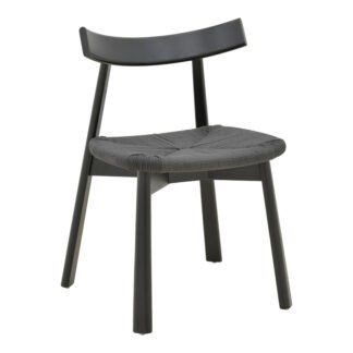 Καρέκλα Clareta pakoworld rubberwood-σχοινί σε μαύρη απόχρωση 53x55x79εκ