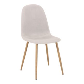 Καρέκλα Bella pakoworld ανοιχτό γκρι ύφασμα με πόδι μέταλλο σε φυσική απόχρωση 43.5x52x89εκ