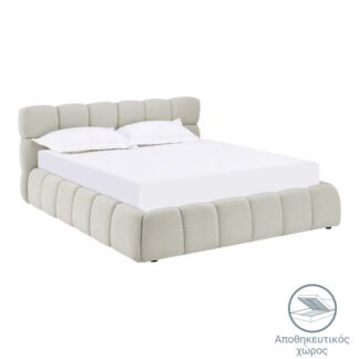 Κρεβάτι Jeby pakoworld ύφασμα σε κρεμ απόχρωση με αποθηκευτικό χώρο 160x200εκ