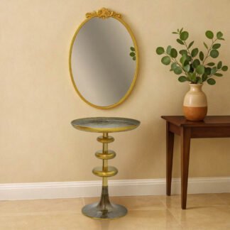 Βοηθητικό τραπέζι Trego Inart χρυσό-μαύρο μέταλλο Φ39x55εκ