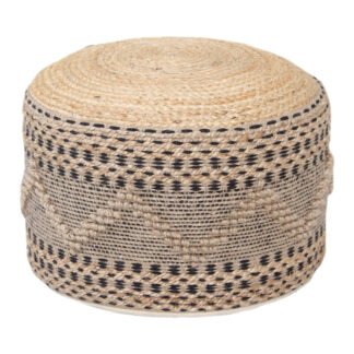 Σκαμπό-πουφ Βangku Inart γιούτα-βαμβάκι σε φυσική απόχρωση Φ45x30εκ