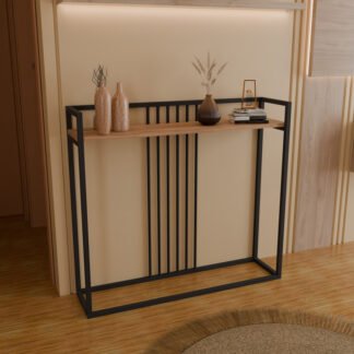 Κονσόλα Convida pakoworld oak με μαύρο μεταλλικό σκελετό 100x25x90εκ