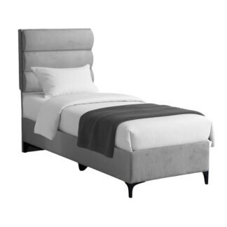 Κρεβάτι Limit pakoworld ύφασμα σε γκρι απόχρωση 90x200εκ