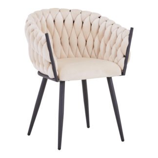 Πολυθρόνα Vivian pakoworld μπεζ βελούδο-πόδι μαύρο μέταλλο 61x55x80εκ