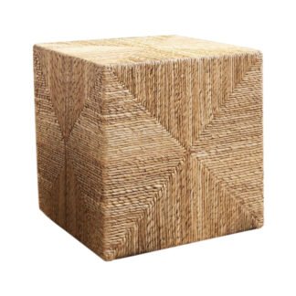 Σκαμπό Lerkmon Inart ψαθα σε φυσική απόχρωση 40x40x40εκ