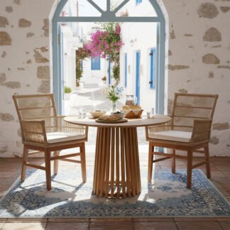 Τραπεζαρία Inca-Kenda I pakoworld σετ 3τεμ σε φυσική-μπεζ απόχρωση Φ80x75εκ