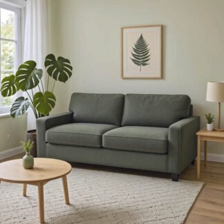 Καναπές-κρεβάτι διθέσιος με αναδιπλούμενο στρώμα Polaris pakoworld χακί ύφασμα181x91x83εκ