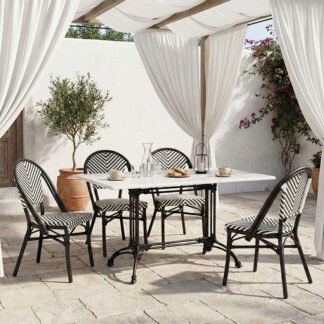 Τραπέζι μαρμάρινο Zosal pakoworld μαντέμι σε λευκή-μαύρη απόχρωση 110x70x71.8εκ