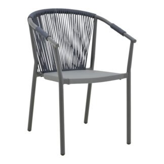 Πολυθρόνα στοιβαζόμενη Convince pakoworld γκρι αλουμίνιο-pe rattan ανθρακί-textilene σε γκρι απόχρωση 56x63x82εκ