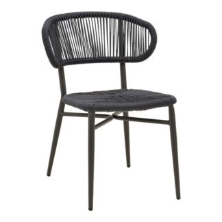 Καρέκλα στοιβαζόμενη Agus pakoworld αλουμίνιο-pe rattan σε μαύρη απόχρωση 55x63x77εκ