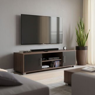 Έπιπλο τηλεόρασης Serank pakoworld σε oak-ανθρακί απόχρωση 120x40x40εκ