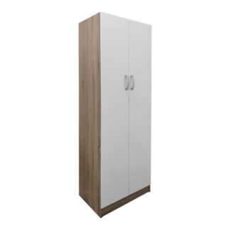 Ντουλάπα δίφυλλη Athos pakoworld σε sonoma-λευκή απόχρωση 60x42x180εκ